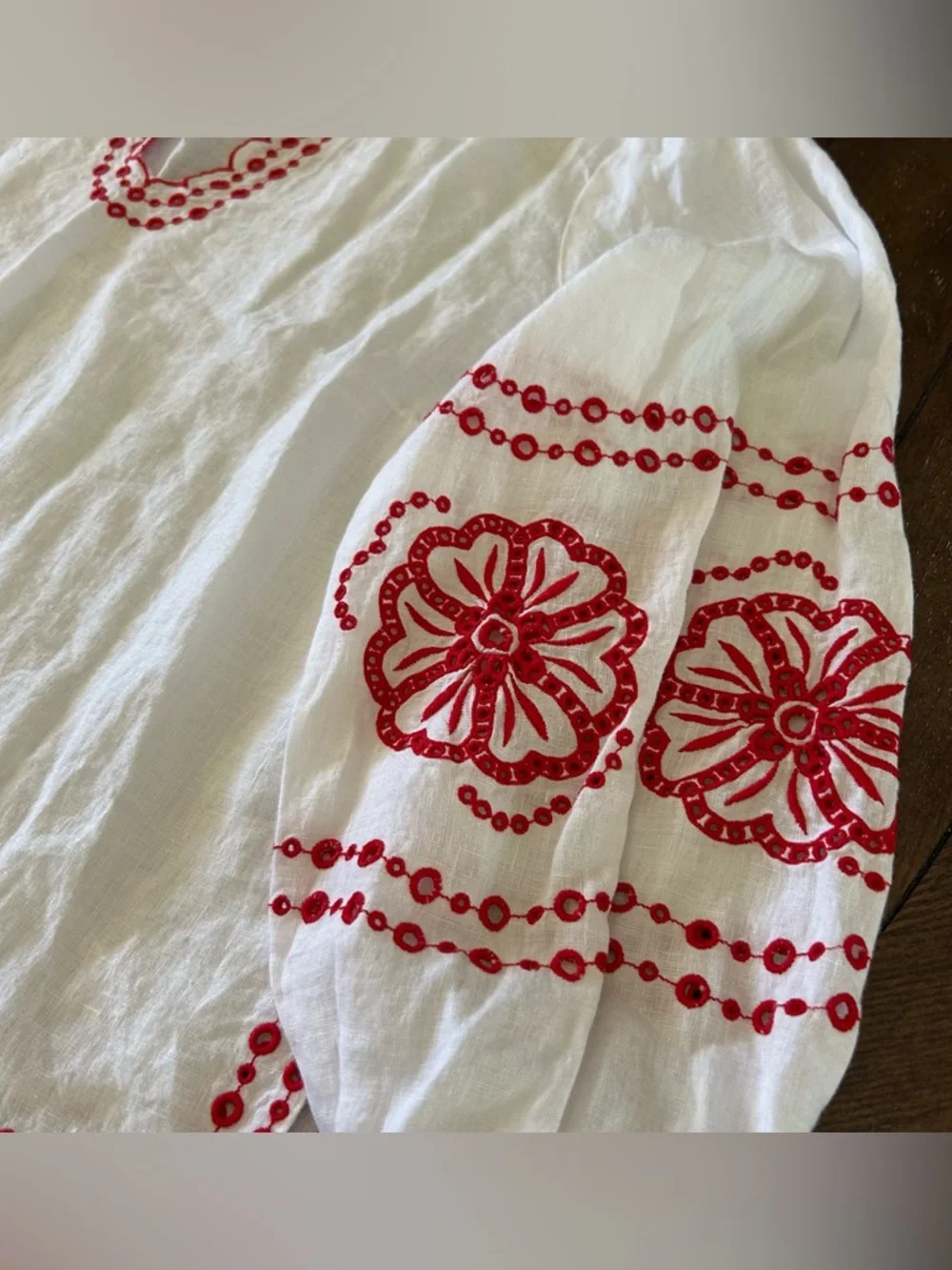 J. Crew White Bungalow Embroidered Linen Blouse 3X